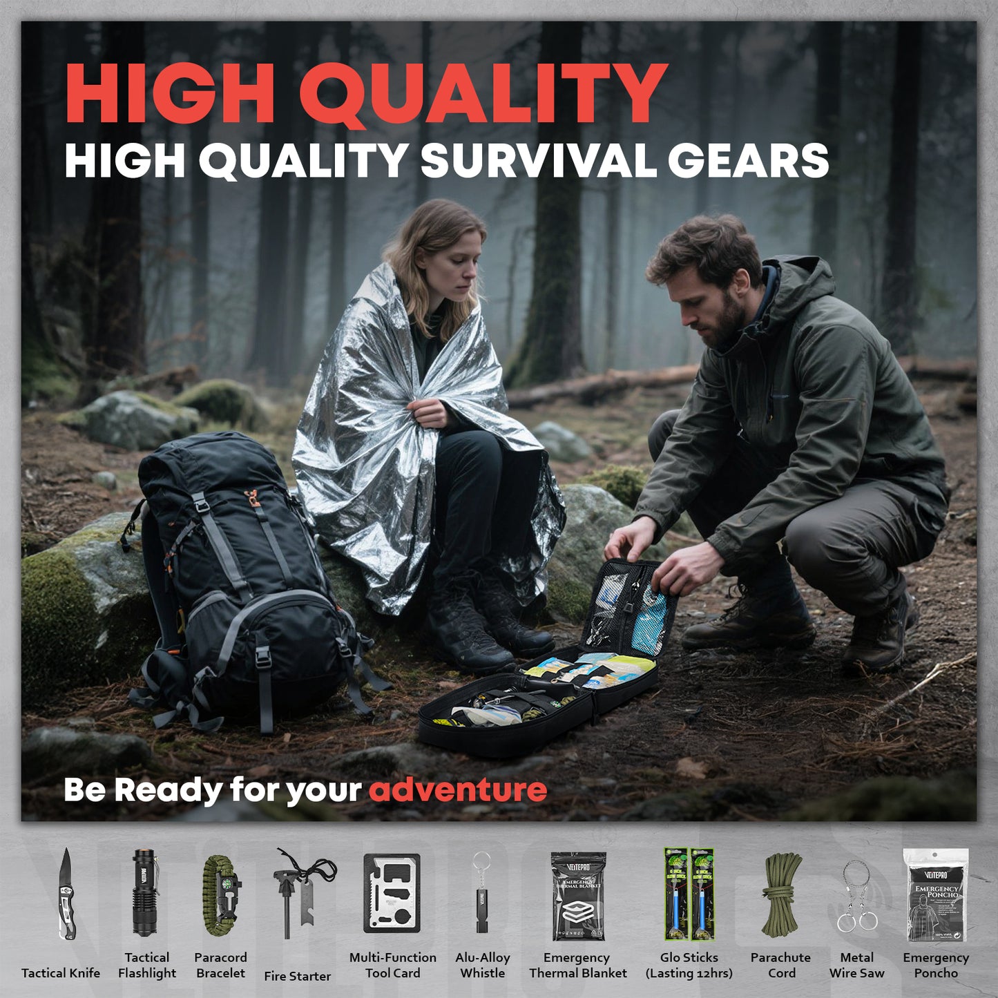 242Pcs First Aid & Survival Kit Molle System IFAK Medical Kit, CT20501-Red