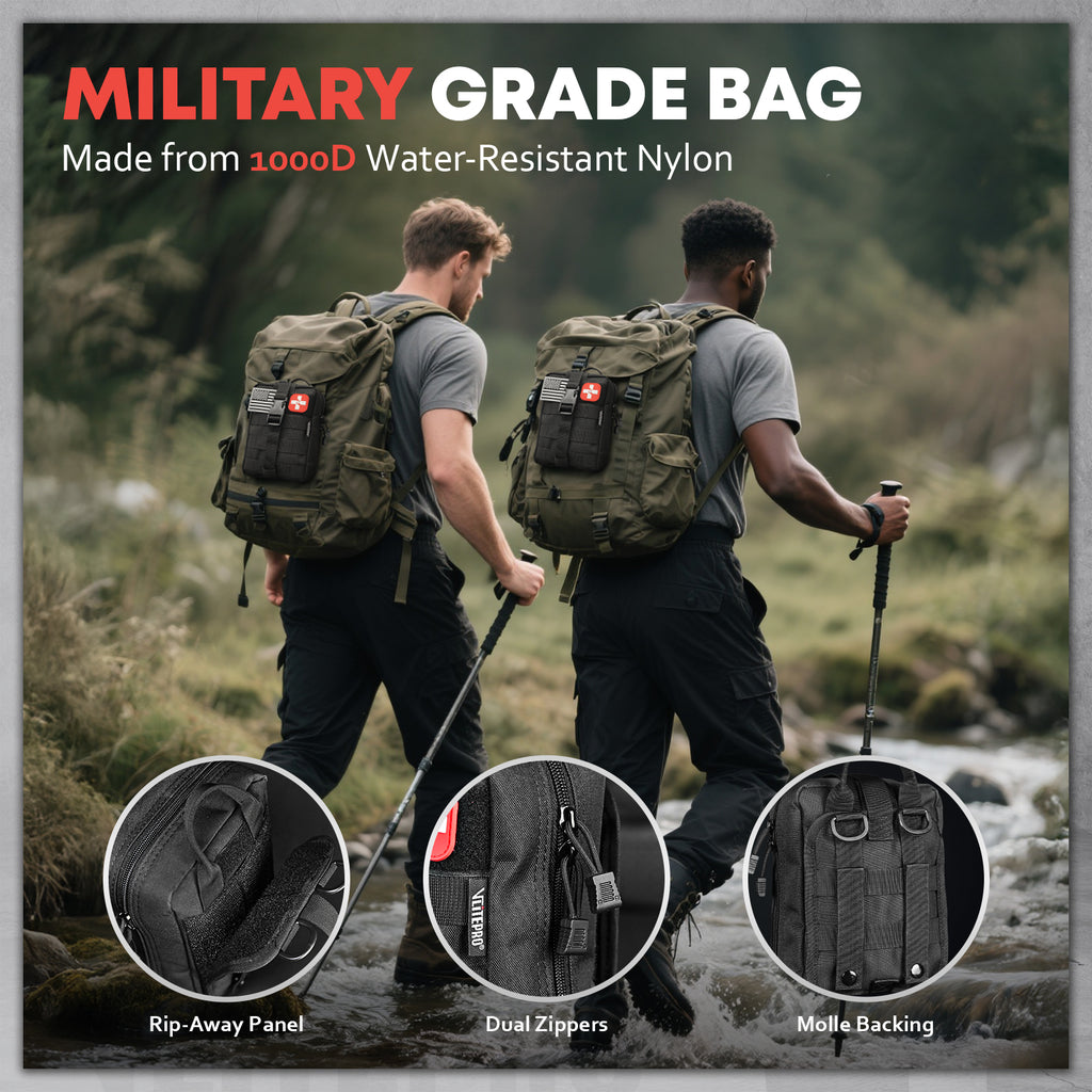 242 Piece First Aid & Survival Kit – Molle Pouch IFAK, CT20501-BLACK