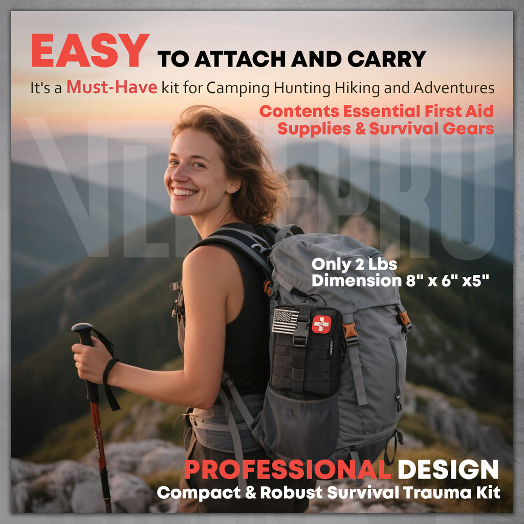 242 Piece First Aid & Survival Kit – Molle Pouch IFAK, CT20501-BLACK