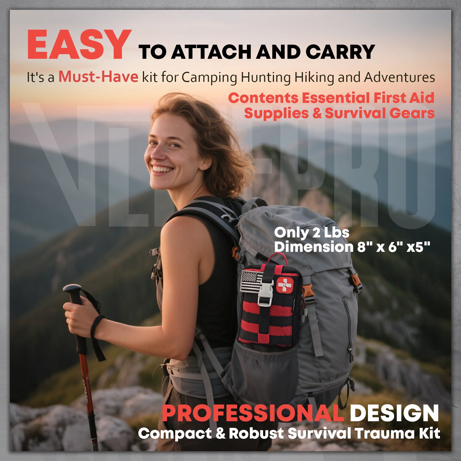 242Pcs First Aid & Survival Kit Molle System IFAK Medical Kit, CT20501-Red