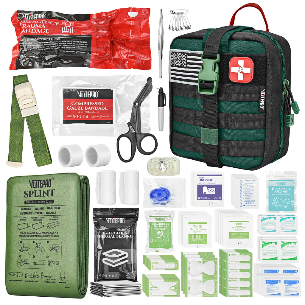 Vlitepro Survival First Aid Kit - IFAK Trauma Kit,  CT20502-Green