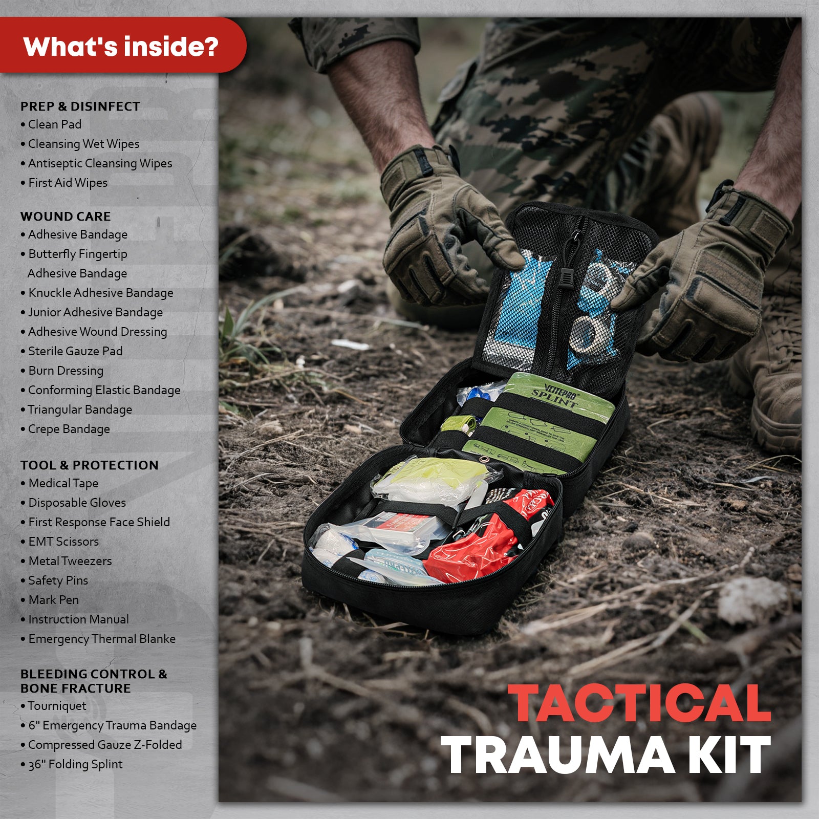 Trauma First Aid Kit - IFAK Trauma Kit,  CT20502-Black
