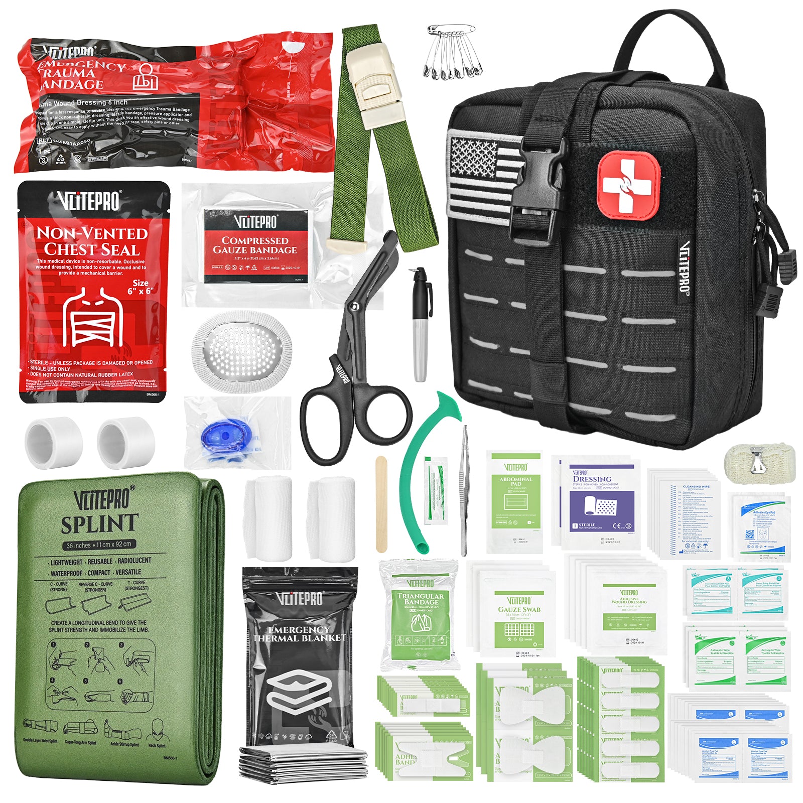 Advanced Trauma First Aid Kit - Emergency Camping Gear with Tourniquet Kit,CT20503-Black