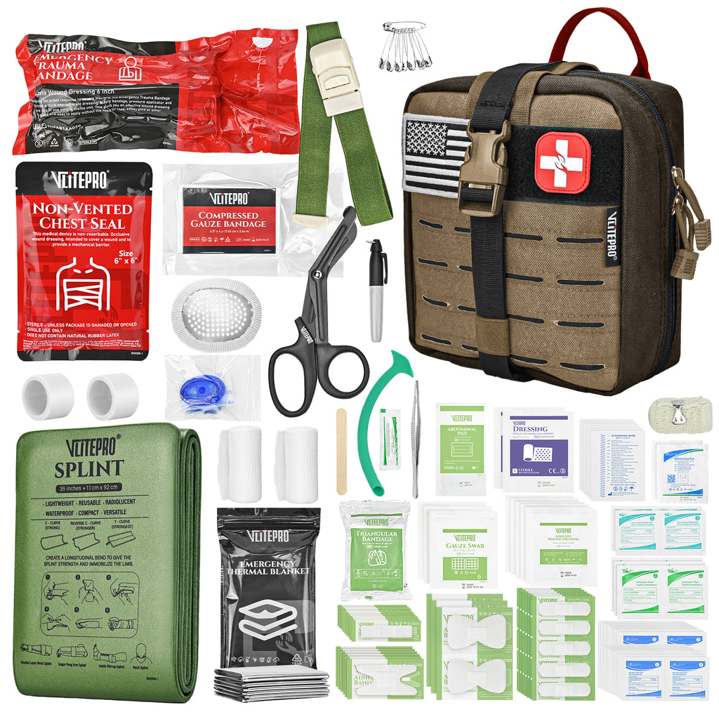 Vlitepro 144-Piece Advanced Trauma First Aid Kit - CT20503-Brown