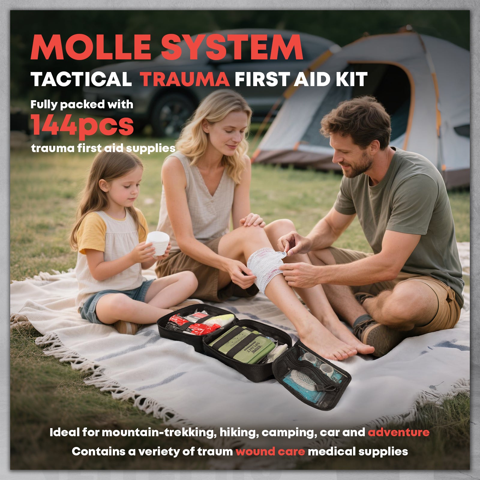 Advanced Trauma First Aid Kit - Emergency Camping Gear with Tourniquet Kit,CT20503-Black