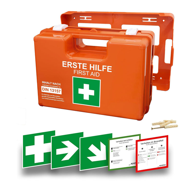 Petex Professional Professional First Aid Box DIN 13157 with Wall Bracket Orange