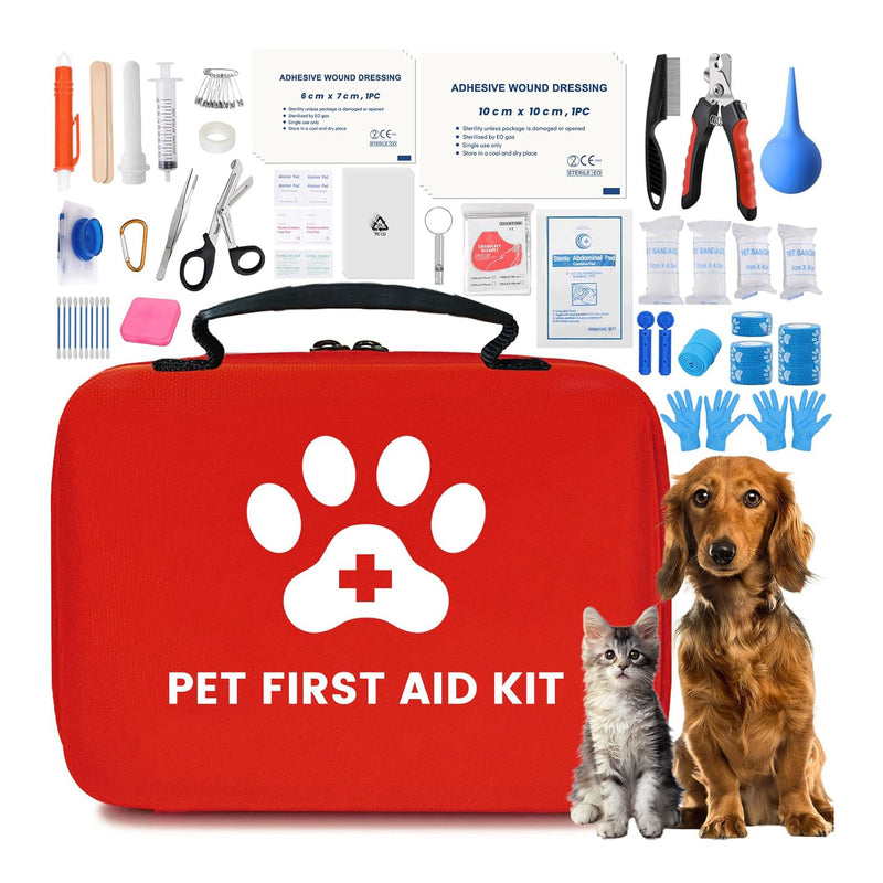 Dog First Aid Kit, Pet First Aid Kit for Dogs and Cats, Home Office Travel Car First Aid Kit Emergency Kit Dog Travel Kit for Hiking, Dog Medical kit Emergency Survival Kit
